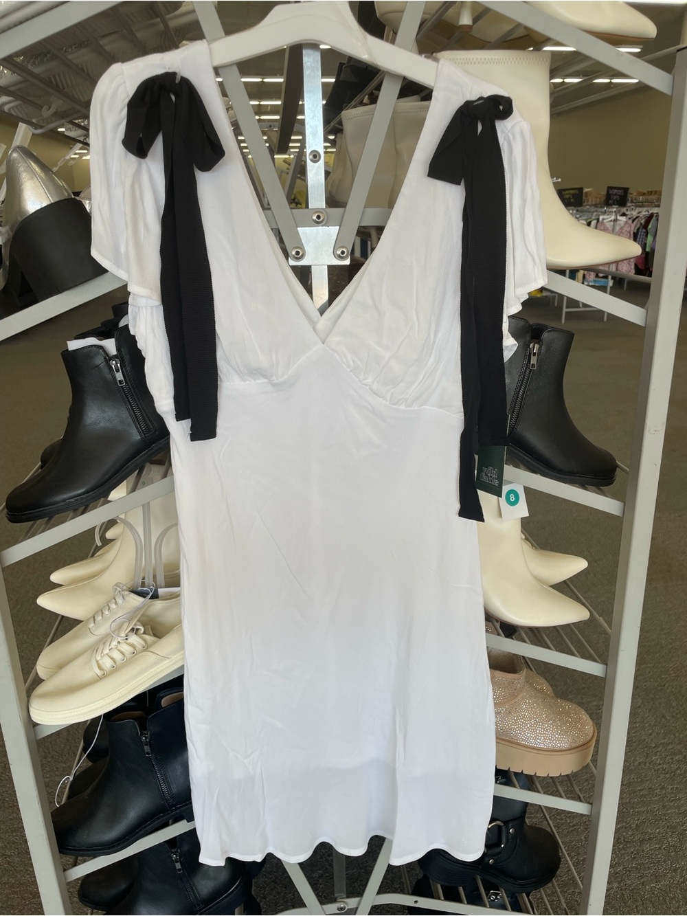 wild fable White Mini Dress with Black Tie Straps